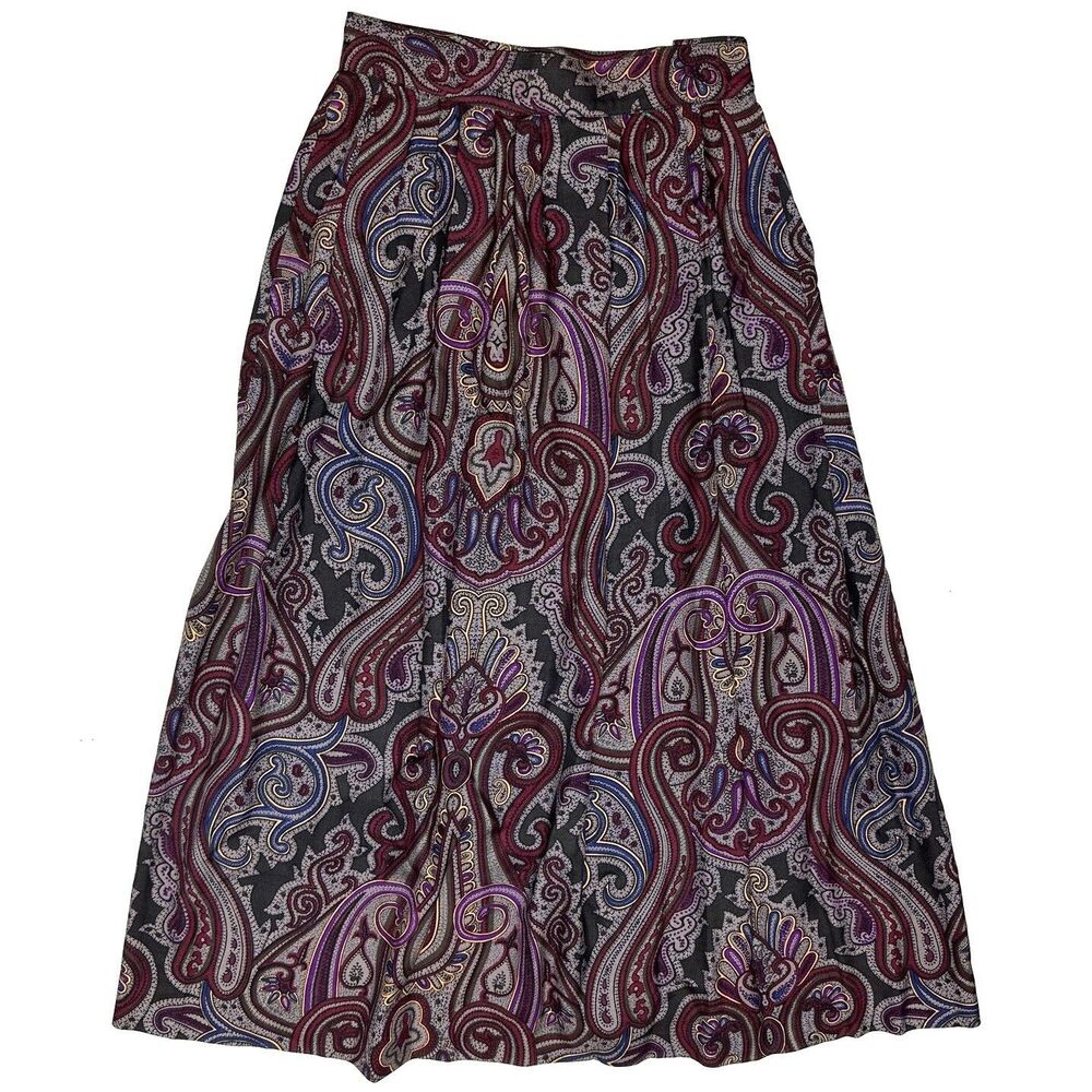 Vintage Talbots Paisley A-Line Maxi Skirt Academia Boho Teacher Retro Size 6